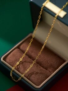 1Pc Minimalist 925 Sterling Silver Classically O Necklace Chain Plating Gold-Plated Chain Necklace For Women And Gifts For Couple