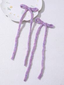 1 对时尚彩色针织蝴蝶结发夹，适合女孩的优雅风格，适合日常佩戴 - 彩色 - 查看 3