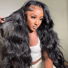 250% Long Body Wave Lace Front Wig Wavy Human Hair Wigs Full 13x6 HD Lace Body Wave Lace Frontal Wig For Women Pre Plucked Brazilian Body Wave Wig For Girls Ear To Ear Deep Part Lace Front Human Hair Wigs With Glueless Baby Hair #1B - Natural Black - 查看 1