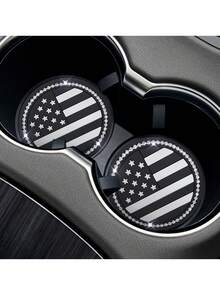 1 chiếc đế lót ly hình lá cờ Hoa Kỳ đính đá Rhinestone, đế lót ly đồ uống chống trượt, thích hợp cho đế lót ly trên ô tô và mặt bàn gia đình - Nhiều màu - Xem 8