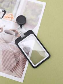 1 Horizontal Card Holder, Double-Sided Transparent Waterproof Card Case, Minimalist Portable Student ID Bus Card Work ID Card Holder, Storage For Certificates - Grey - View 8