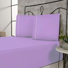 400 Thread Count Bedding Set With Elastic Band Hotel Standard All Sizes - Lila - Ver 2