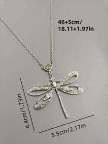 1pc Vintage Bohemian Style Green Dragonfly Design Pendant Necklace, Suitable For Women Party Travel Jewelry Gift
