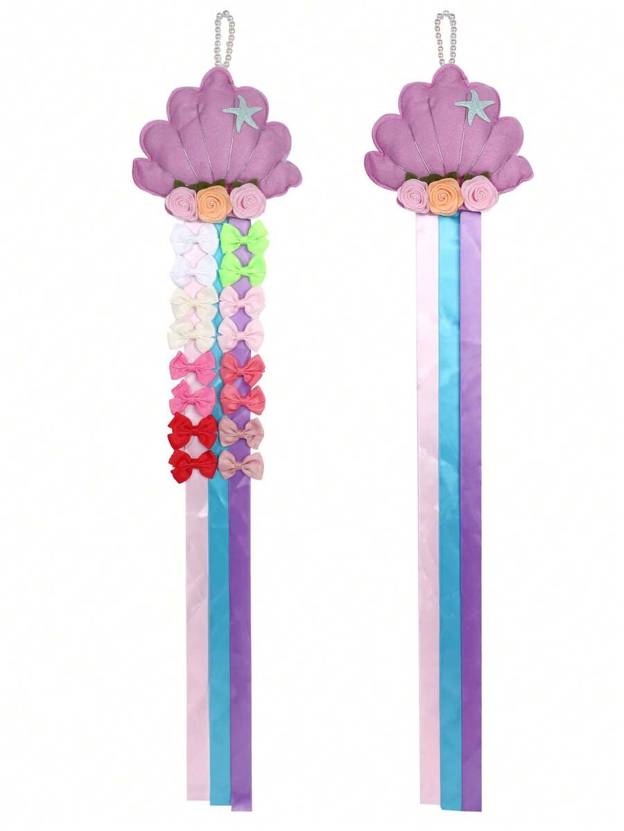 1 件彩色贝壳发饰收纳盒，用于发夹的织物头发收纳，适合家庭使用 - 彩色 - 查看 1