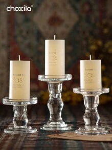choxila 1 件玻璃烛台，透明烛台，装饰烛台，带圆形底座的水晶烛台，房间装饰，