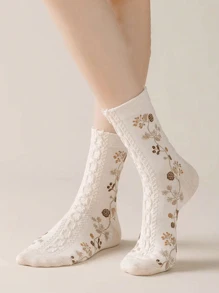 5 Pairs Socks Female Spring/Autumn Literature And Art Tubular Socks Japanese Autumn And Winter Thickened Retro Girls' Ins Socks