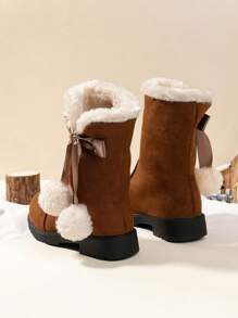 Girls Winter Boots Princess Snow Boots New Fashion Butterfly High Tube Boots Thick Warm Waterproof For Christmas Big Kids Red Boots