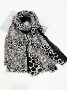 1pc Women Fashion Printed Scarf/Shawl, Suitable For Everyday Use Winter Fall - Black and White - View 12