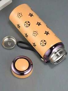 Termo Largo Estampado de acero inoxidable, doble pared, de alta calidad, con aislamiento al vacío, 1000ML - Amarillo - Ver 2