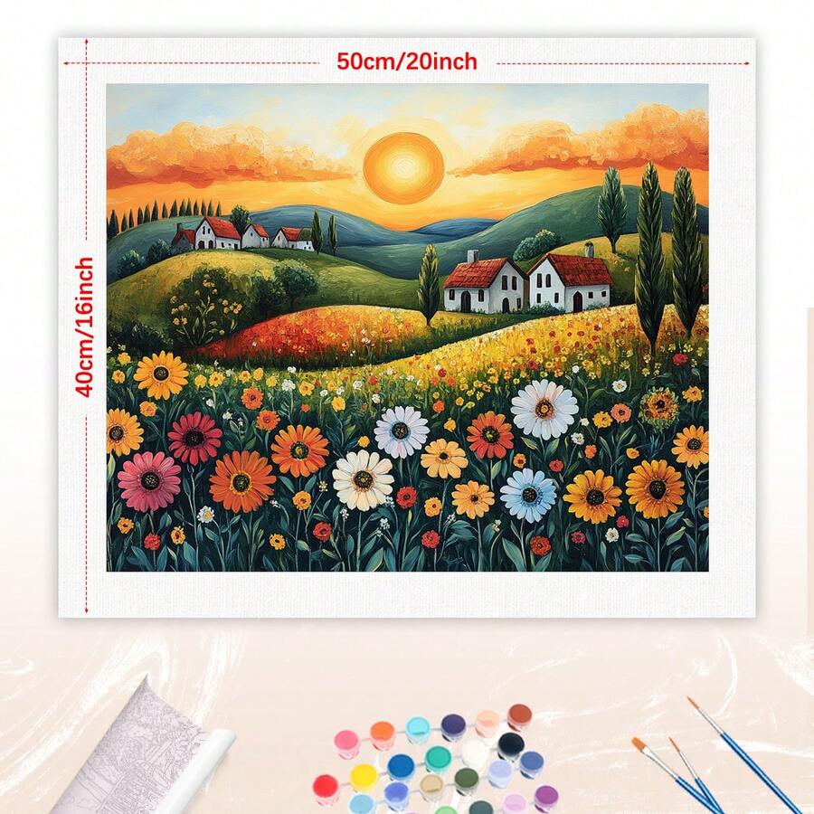 1pc Diy Painting By Numbers For Adults Starter Kits Flower House