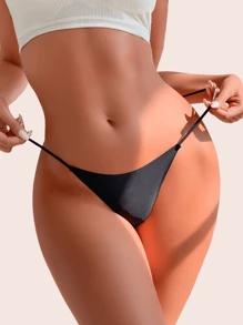 8pcs/Set Solid Color Seamless Low-Rise Thong Panty With Fine Trim Edges, Comfortable & Sexy For Women - 彩色 - 查看 3