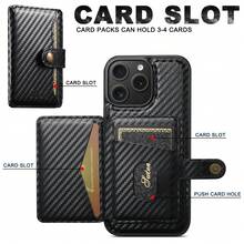 Giá đỡ SUTENI tương thích với MagSafe Vỏ điện thoại di động sạc không dây từ tính Vỏ điện thoại di động bằng da PU mờ 2 trong 1 Vỏ điện thoại di động từ tính dành cho nam Vỏ ví bằng sợi carbon tương thích với iPhone 16 Pro Max 15 Plus 14 13 12 - màu đen - Xem 5