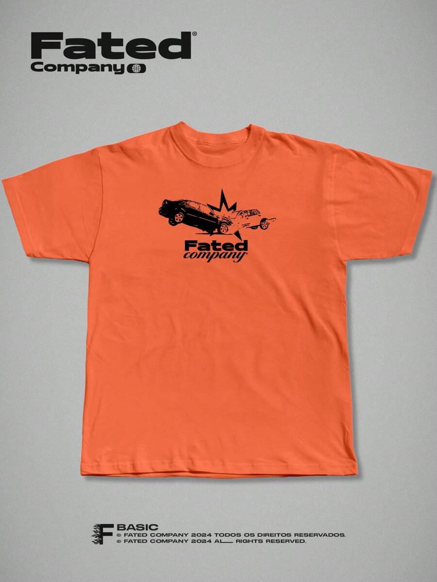 FATED - Incident Streetwear T-Shirt - 100% Cotton Unisex - Orange - View 1