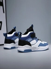 Outdoor Basketball Sneakers For Boy, Shock Absorbing Anti-Slip High Grip Sports Shoes, Casual High-Top Shoes For Teenagers - Blue - View 4