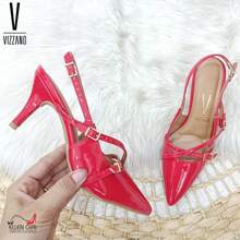 Vizzano Women's ORIGINAL Thin 7.5 CM Formal Shoe - Khóa sơn màu đỏ - Xem 3