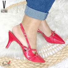 Vizzano Women's ORIGINAL Thin 7.5 CM Formal Shoe - Khóa sơn màu đỏ - Xem 2