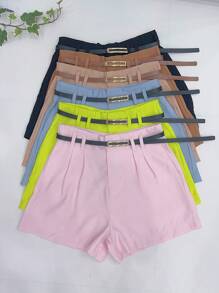 Marrant Shorts With Belt And Pocket High Waist - 青檸色 - 查看 6