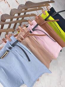 Marrant Shorts With Belt And Pocket High Waist - 青檸色 - 查看 7