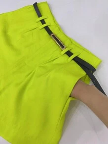 Marrant Shorts With Belt And Pocket High Waist - 青檸色 - 查看 3