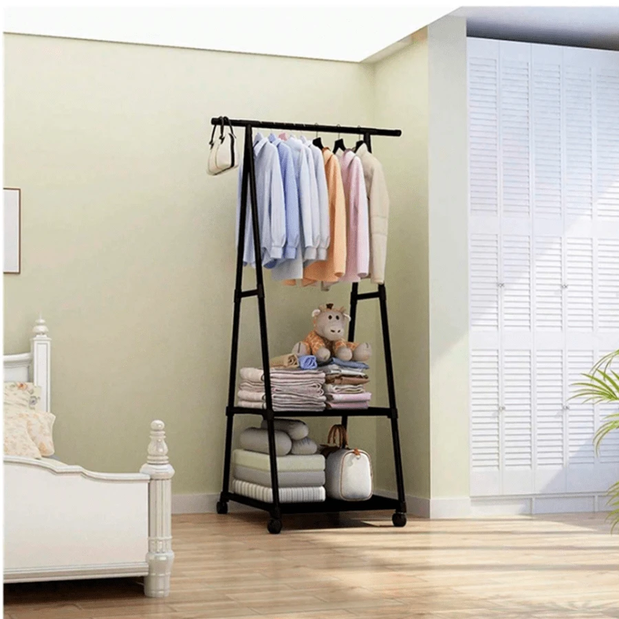Closet Clothesline Clothes Rack Double Clothes Rack With Wheels BOSSCO, Surprise Triangular Clothes Rack Organizer Closet Home Hooks