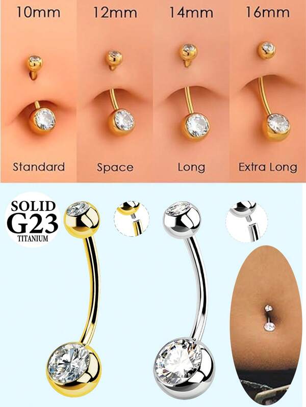 Titanium Belly Rings 14G G23 Solid Titanium Faceted Cubic Zirconia, Navel Rings Belly Button Body Piercing Jewelry Internally Threaded Belly Rings, 14G Belly Piercing Jewelry, Belly Button Rings, Navel Piercing Jewelry For Women Men