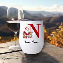 1 个 12 盎司刻字蛋形圣诞酒杯，26 个字母个性化圣诞老人图案双层隔热不锈钢带盖玻璃杯，是送给家人和朋友的完美圣诞礼物 - 彩色的 - 查看 29