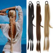 DIY Ponytail Extensions Synthetic Boxing Braids Ponytail Hair Rope For Women High Temperature Fiber Black Brown Ponytail - Multicolor - View 2