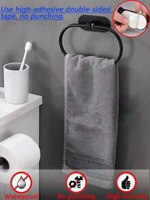 1 Pc Stainless Steel Towel Racks,Self-Adhesive Bathroom Towel Holder,Towel Ring,Dishcloth Rack,Wall Rack For Towel,Hand Towel Hanger,Bath Robe Stand,Beach Towels Rack,Classic Towel Shelves For Sink,Bathroom Accessories Bathroom Accessories Bathroom Tools