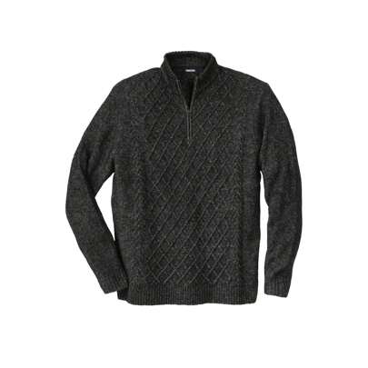KingSize Men's Big  Tall Soft Cable Knit 1/4 Zip Sweater