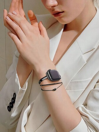 1 Piece Women Watch Band Compatible With Apple Watch Fashion Charm Bracelet Metal Watch Strap Compatible With Apple Watch Band 40mm 38mm 41mm 42mm 44mm 45mm 46mm 49mm Compatible With Watch Series 11 Ultra3 2/1 SE3 11 10 9 8 7 6 5 3 2 1 Compatible With Apple Watch Accessories