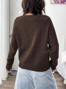 FOR BEAUTY Spring/Autumn New Solid Color Simple Round Neck Long Sleeved Knitted Sweater Tops Women J Fashion Loose And Warm Commuting Style Sweater Pullover Knit Top