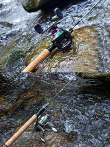 SOUGAYILANG Caña de pescar de alta calidad y ultraligera de 2 secciones, con potencia de 1-6LB, hecha de fibra de carbono, con anillos guía suaves, súper sensibilidad para spinning y lanzamiento, ideal como regalo para festividades