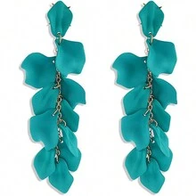 Pellet Digital Electronic Technology Co Long Acrylic Rose Petal Earrings - 綠色 - 查看 1