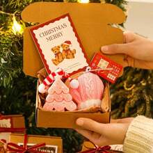一套圣诞香薰蜡烛礼品套装，创意圣诞树姜饼人香薰蜡烛礼盒，精美礼品，派对摄影道具，房间装饰，礼品，圣诞装饰品，圣诞礼物 - 彩色 - 查看 8