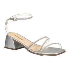 Women's Classic Mid-Heel Social Fashion Sandals - 銀色 - 查看 2