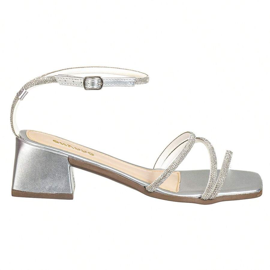 Women's Classic Mid-Heel Social Fashion Sandals - 銀色 - 查看 1