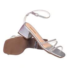 Women's Classic Mid-Heel Social Fashion Sandals - 銀色 - 查看 3