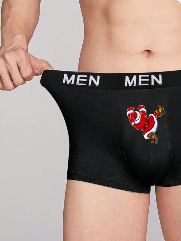 Christmas Printing Boxer Briefs Men's Cartoon Cute Boxer Briefs Thin Section Breathable And Comfortable