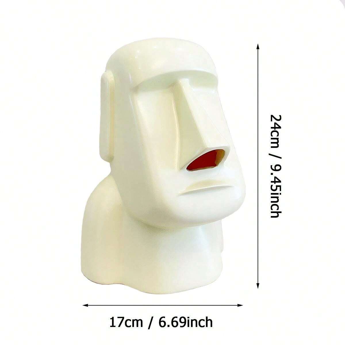 1pc CreamColored Easter Island Moai Statue Decor Piece, InsStyle