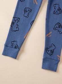 Conjunto de pijama con estampado de letras para niños preadolescentes, ropa de dormir cálida para niños mayores, primavera y otoño