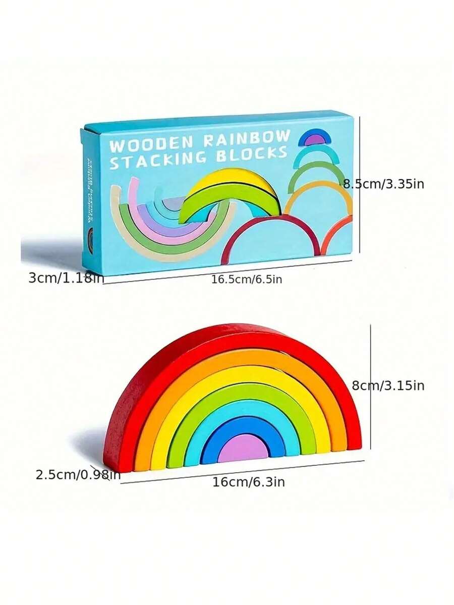 Rainbow Building Blocks Wood Toy, Puzzle Stacking Game, Cultivate