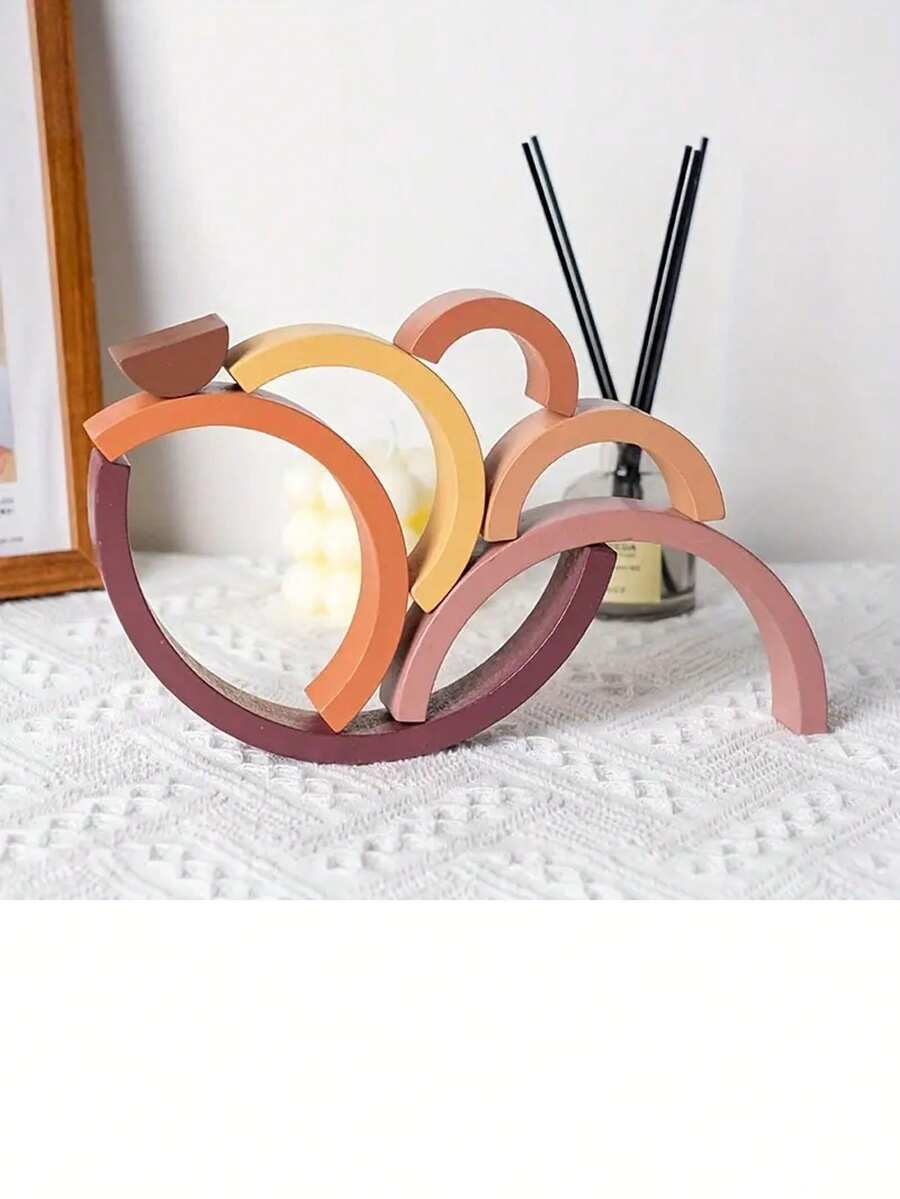 Rainbow Building Blocks Wood Toy, Puzzle Stacking Game, Cultivate