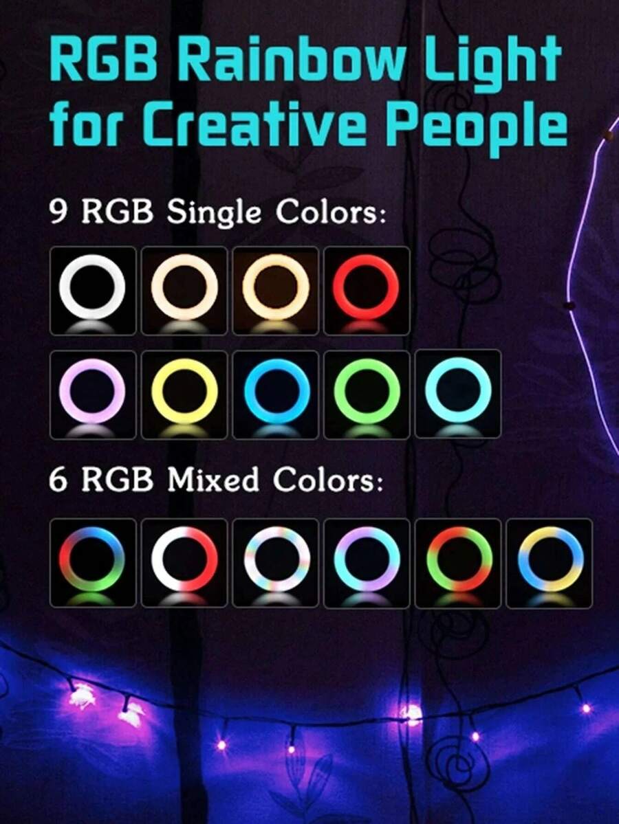 1.1m Triangle Tripod Stand With 10Inch RGB Live Streaming Light