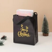 10 个圣诞礼品袋，红色和黑色中号可重复使用圣诞提手纸质礼品袋，金属金箔纸质礼品袋，无纺布礼品袋，散装圣诞节节日派对礼品袋，10x8x4 英寸新年礼品袋 - 彩色 - 查看 7