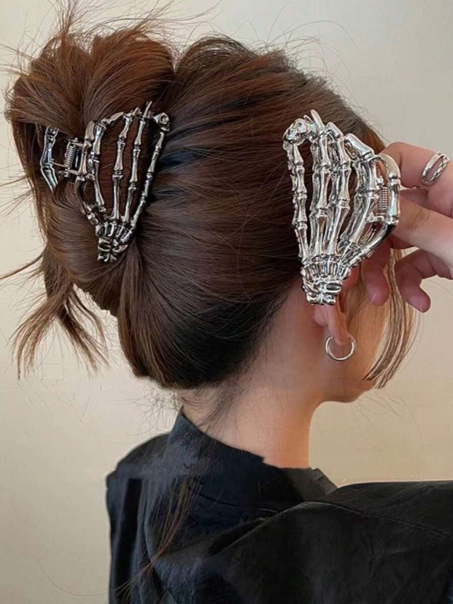 1 kẹp tóc hình bộ xương bằng kim loại, phụ kiện tóc phòng tắm, lễ tạ ơn, đêm giáng sinh, quà tặng giáng sinh
