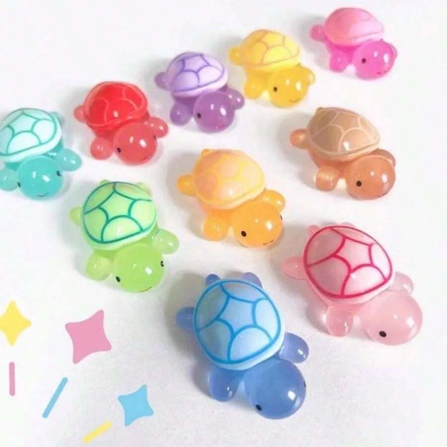 4 Figuras De Tortuga De Resina - Miniaturas Decorativas Para Jardín, Escritorio O Paisajes