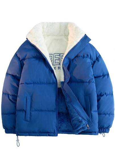 Men's Zip-Up Contrast Color Patch Long Sleeve Casual Fashionable Windbreaker Winter Jacket, For Fall