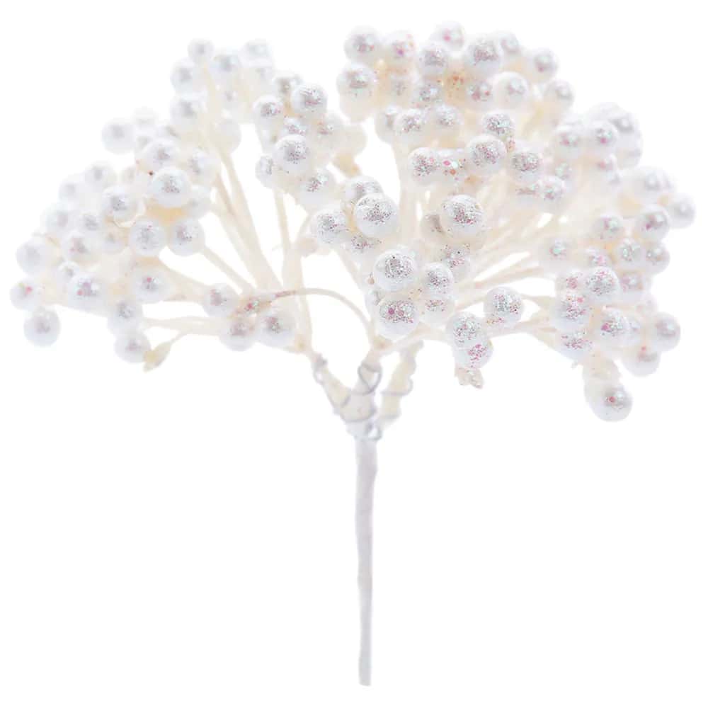 Christmas Pick With White Fruits 1 Unit 15x12x8cm - Decoration - 白色 - 查看 1