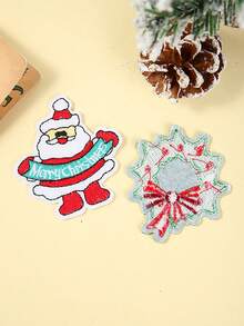 2/9 miếng vá thêu chữ Giáng sinh mới, cây thông Noel, người tuyết, miếng vá thêu bông tuyết, nút và huy hiệu phụ kiện tự làm - Nhiều màu - Xem 8