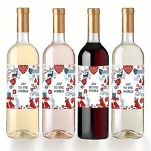 2 件圣诞酒瓶贴纸，节日节日酒瓶贴花，田园主题剪纸，适合季节性庆祝活动，适合家人和朋友的礼物，圣诞节 - 彩色 - 查看 3